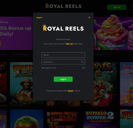 Royal Reels online casino - login in two steps Royal Reels casino - login in two steps